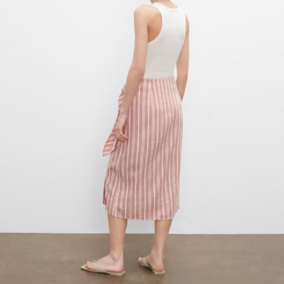 CLUB MONACO | Wrap Stripe Linen Skirt | Sz. 0 - Picture 3 of 9